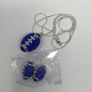 Sterling Silver Football Necklace & Earrings
